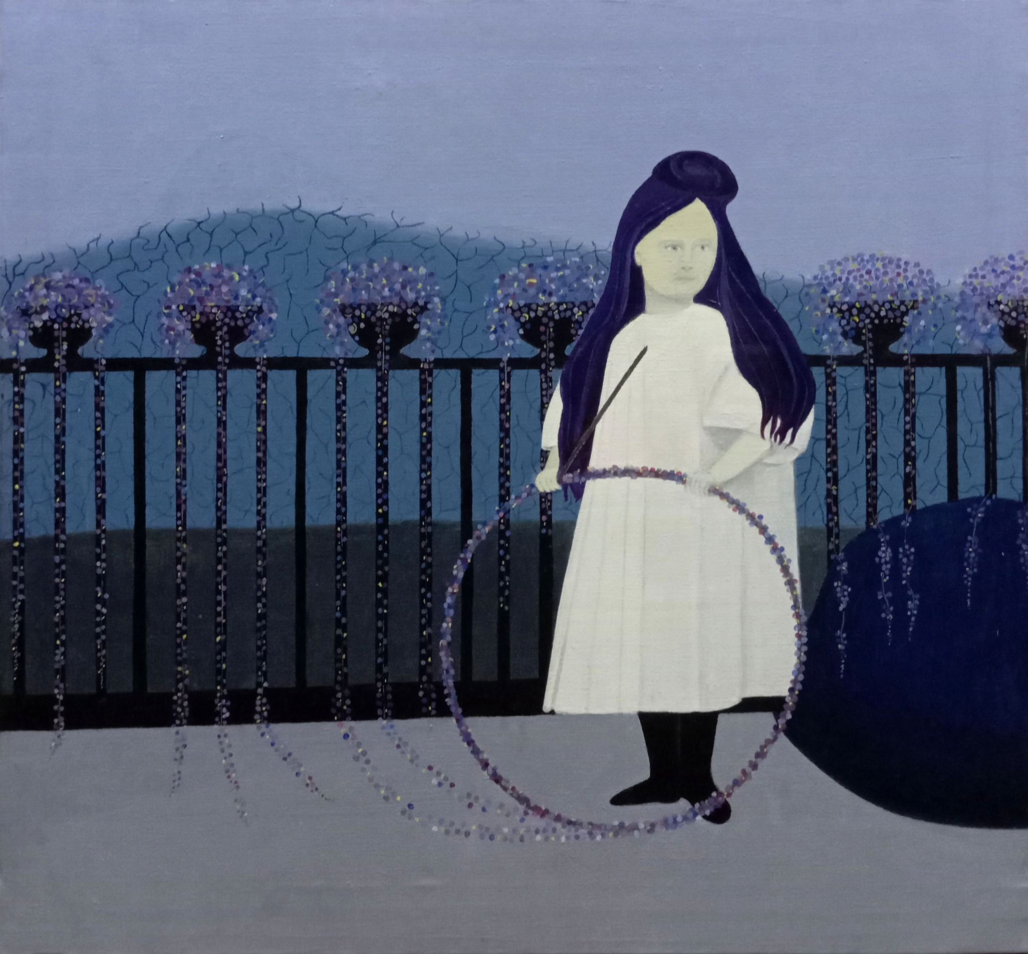 2023 Niña del aro florido 61x65 Óleo sobre lienzo